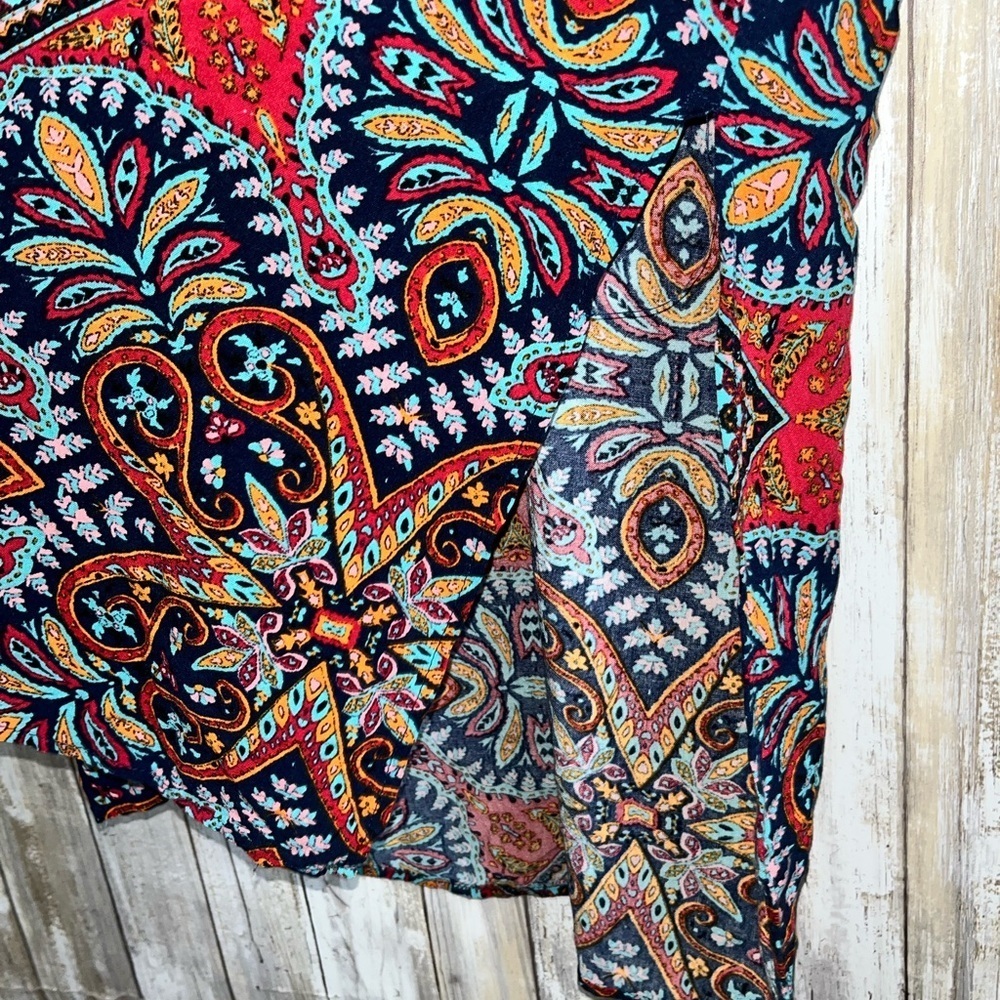 Oddy Boho Long Kimono With Pockets Navy Orange Red S/M Women’s - Picture 4 of 6